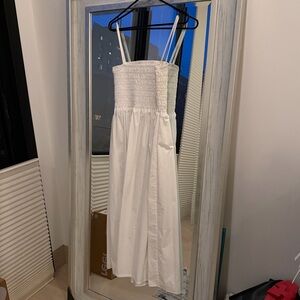 THEORY White Smocked Maxi Dress